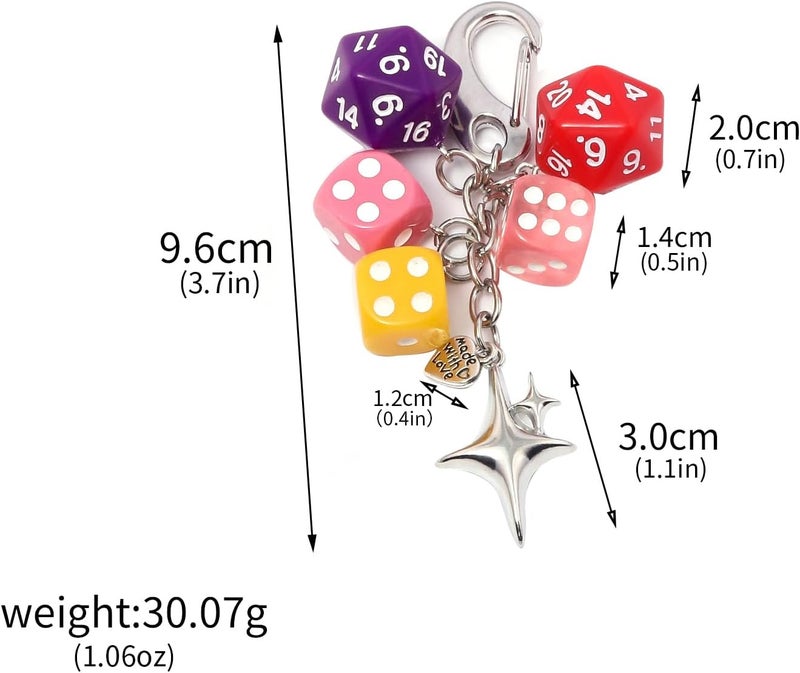 SORGERLY 8 Ball Dice Charm Keychain - Cute Bag Purse Handbag Accessories - Y2K Aesthetic Key Chain for Women Men - Image 2
